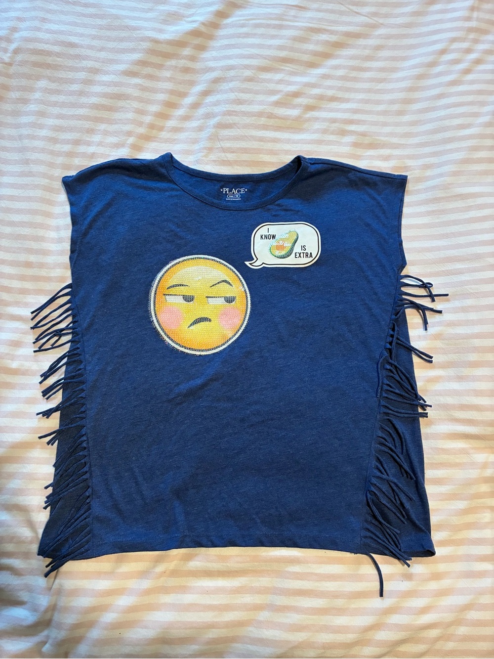 The Children's Place Navy Fringe Tee with Emoji & Speech Patch